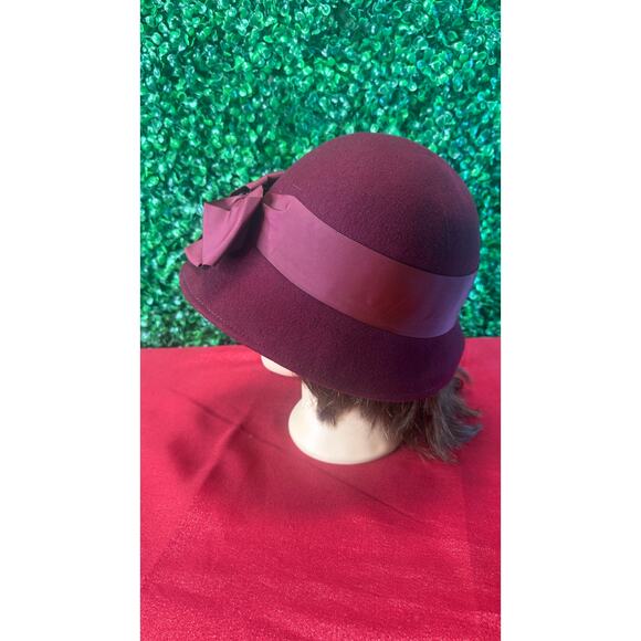 Vtg Lady Stetson Burgundy Wool Doeskin Felt Hat George Bollman ACTWU Union Made main image 7